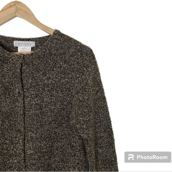 VTG KAREN KANE Tweedy Cashmere and Merino Wool Blend Cardigan Women's Size M - Picture 5 of 10